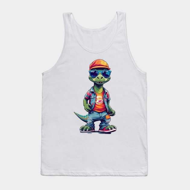 Funny Whimsical Dinosaur Tank Top by koolteas